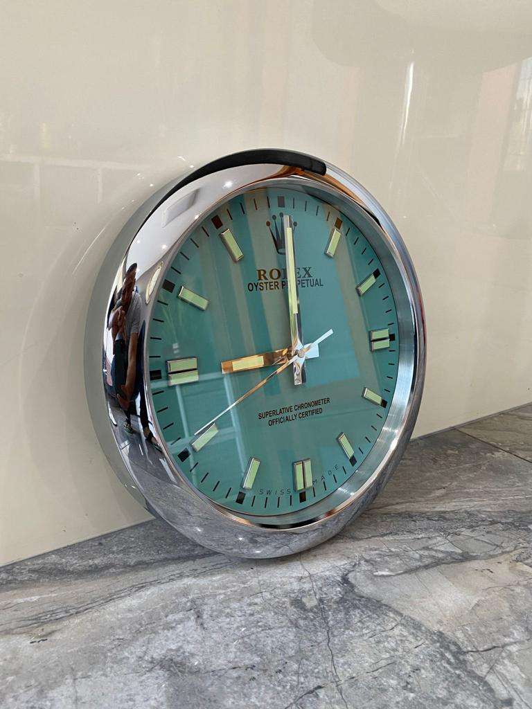 MILGAUSS Wall Clock | Silver Crome stainless steel with blue face