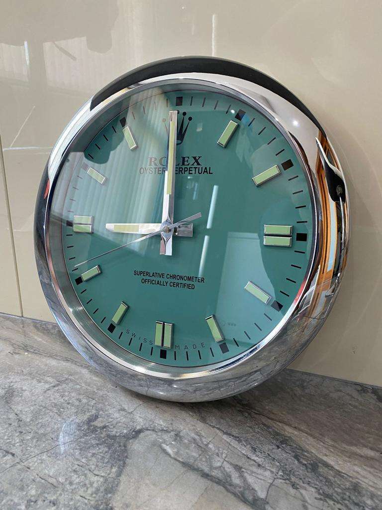 MILGAUSS Wall Clock | Silver Crome stainless steel with blue face